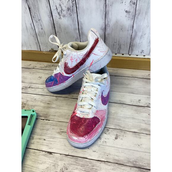 Nike Air Force 1 custom sneakers pink/purple paint splatters drip effects 5Y - Picture 1 of 6